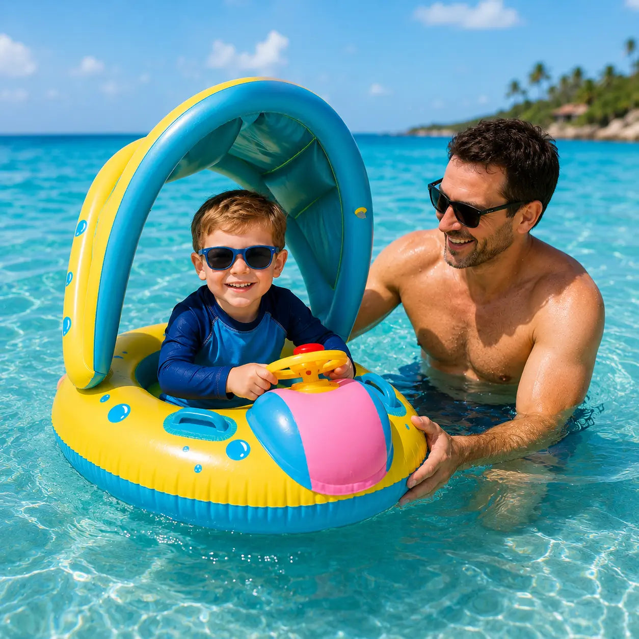 Kid's Car Horn Boat with Steering Wheel Super Paradise